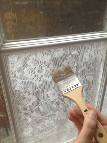 DIY Lace and cornstarch privacy film for window