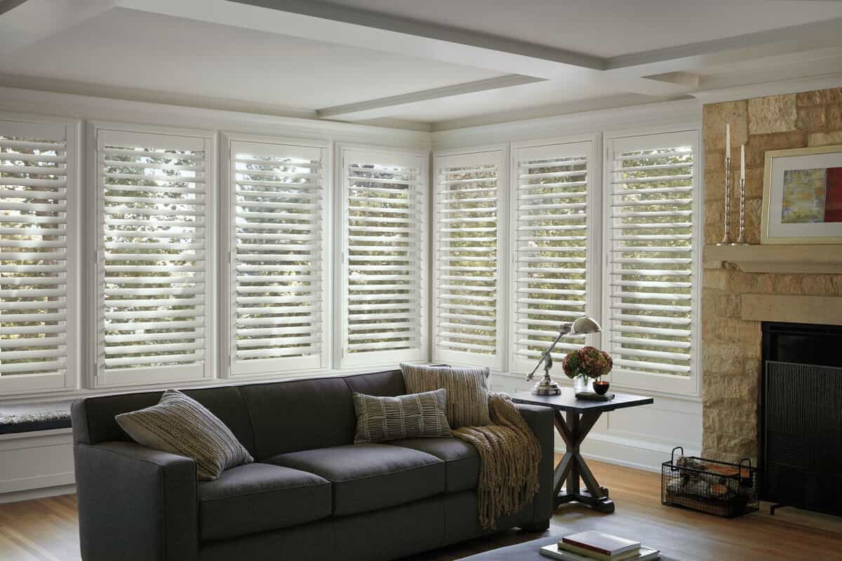 Temecula home with wall-to-wall window shutters