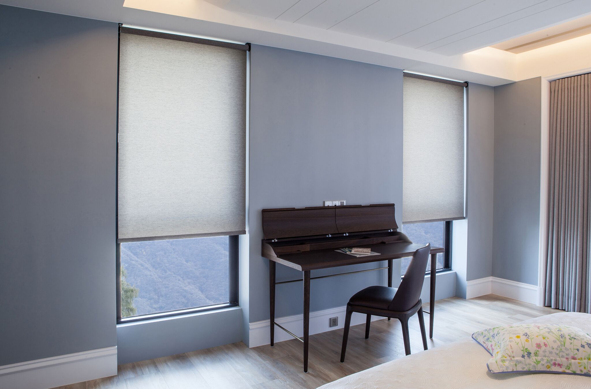roller shades in an office