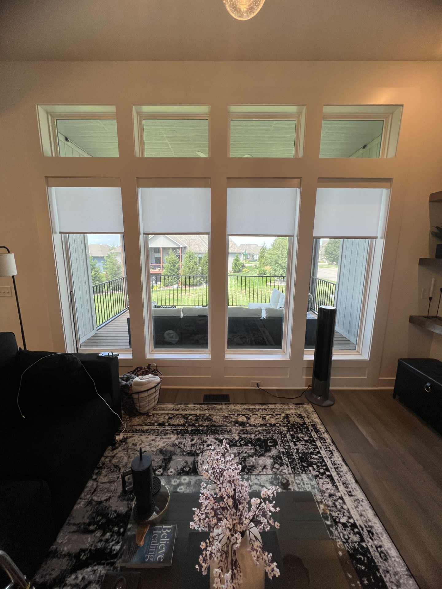 custom window shades in living room