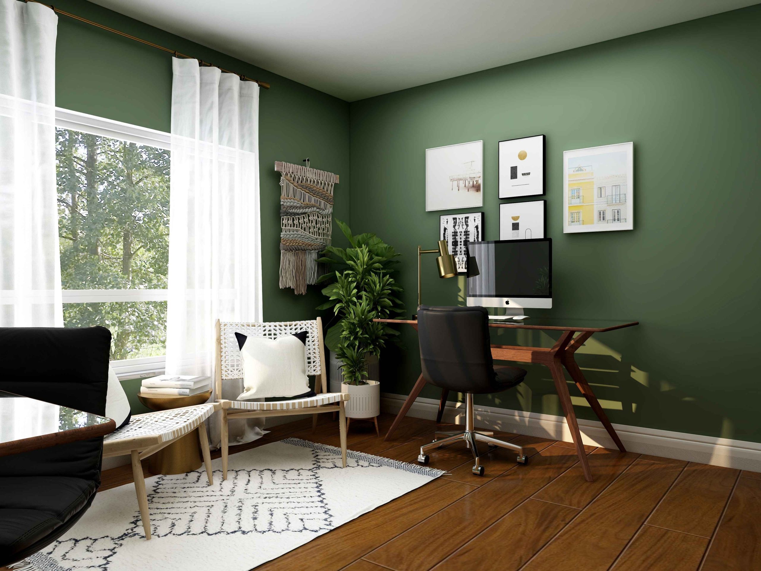 Office with white curtains
