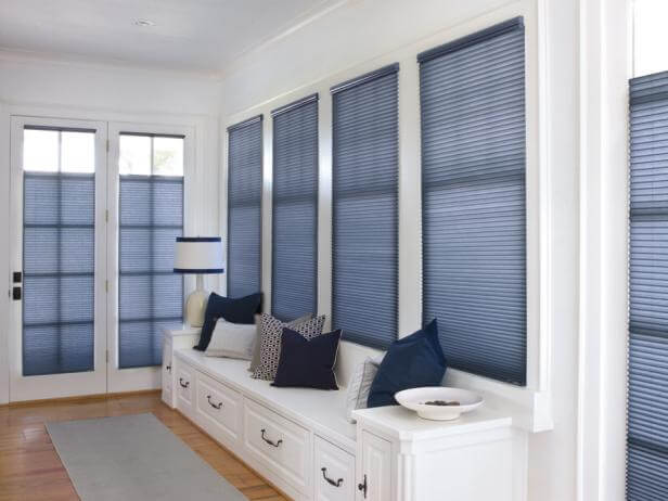 Blue shades in entryway