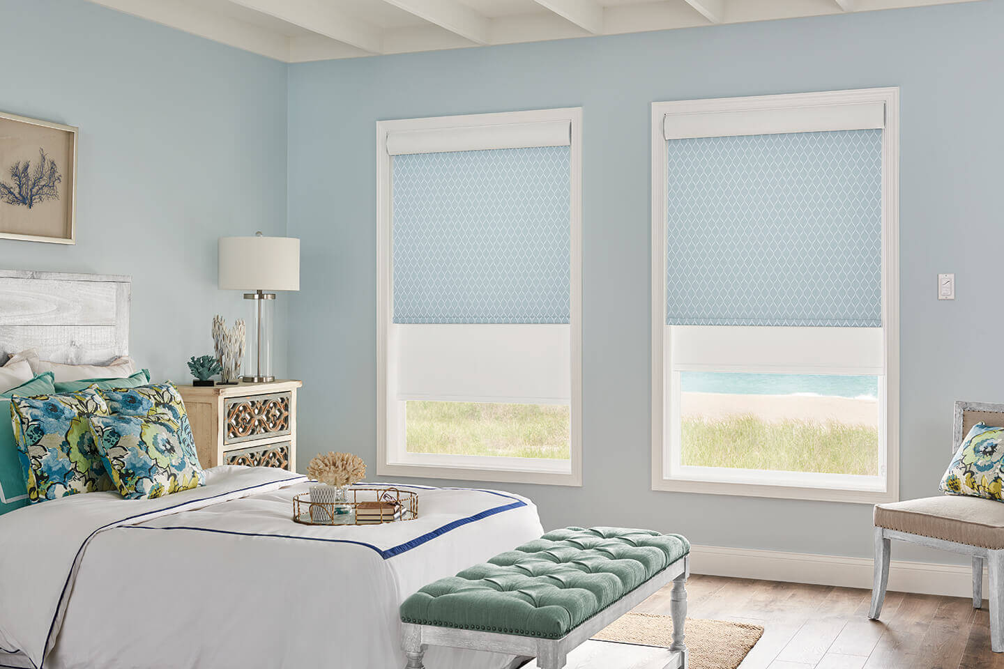 blue shades master bedroom