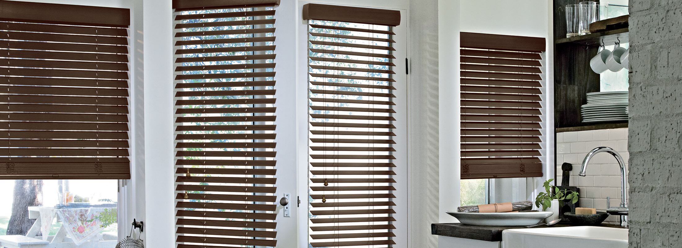 Shade coverings in a bathroom