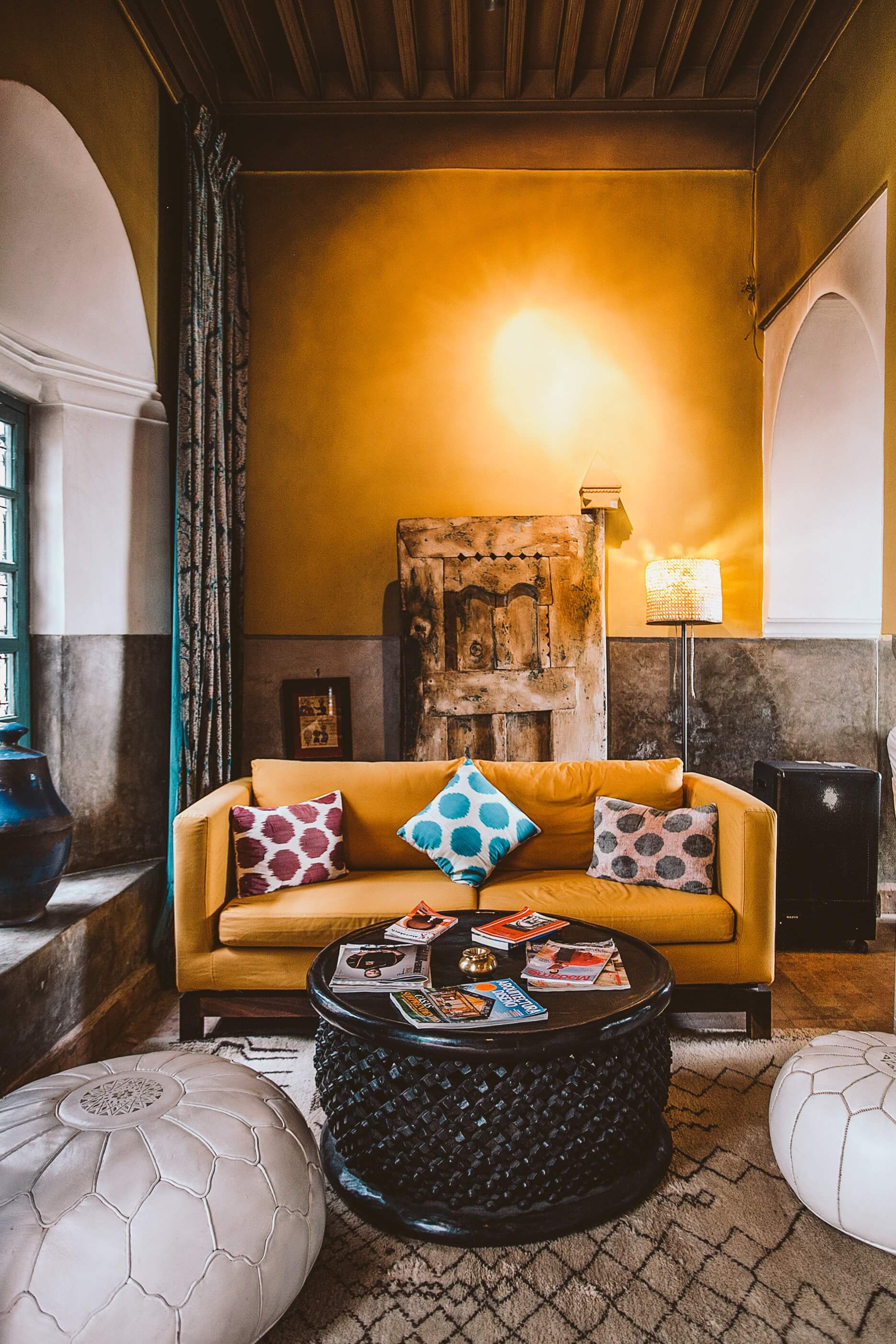 ceiling hung draperies in a living room